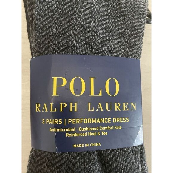 Polo Ralph Lauren Mens XL Performance Dress Crew Socks Black Size 13-16 w/Pony - Picture 5 of 7